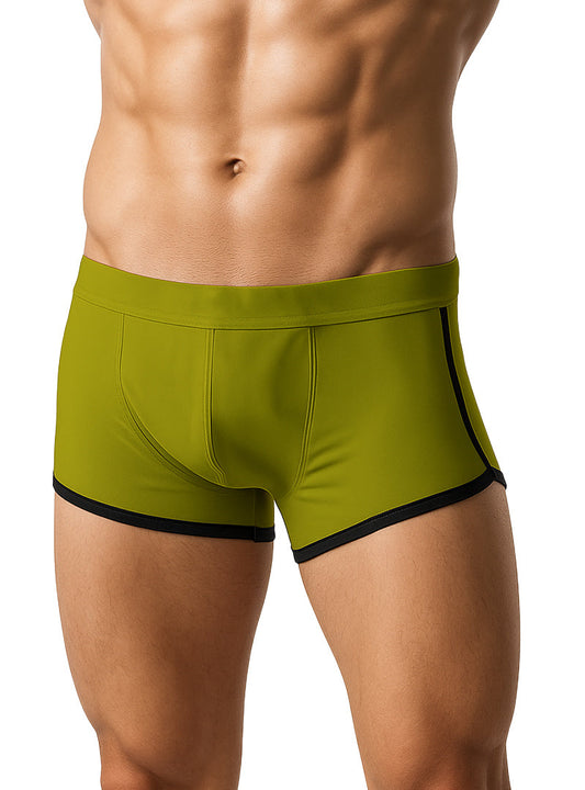 Olive green pride vince trunk boxer briefs with black trim designed for comfort and support