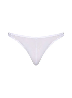 White sheer bikini with minimal coverage featuring a soft waistband by Pride USA.