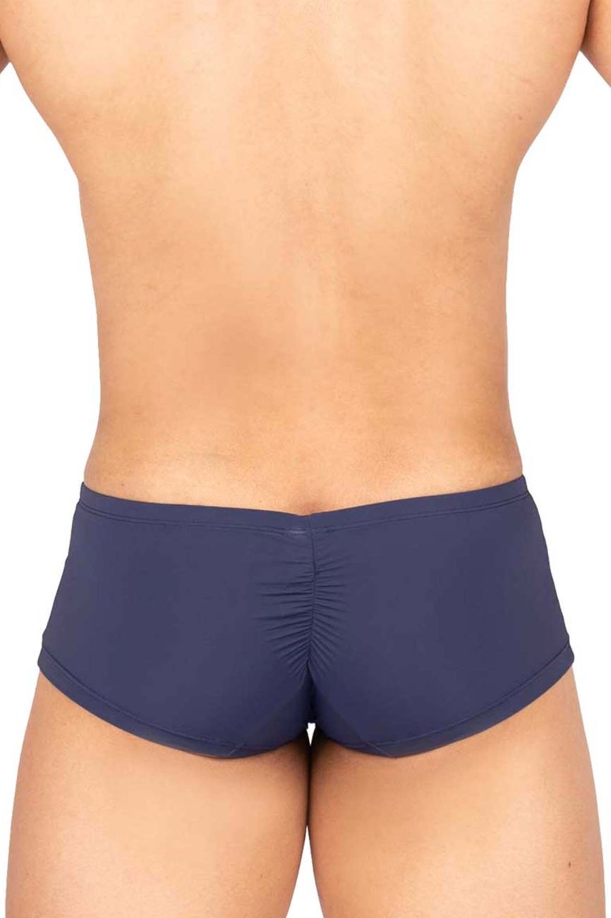 Navy blue silk stretch briefs with ruched back design by private structure bare hipster bruh4390