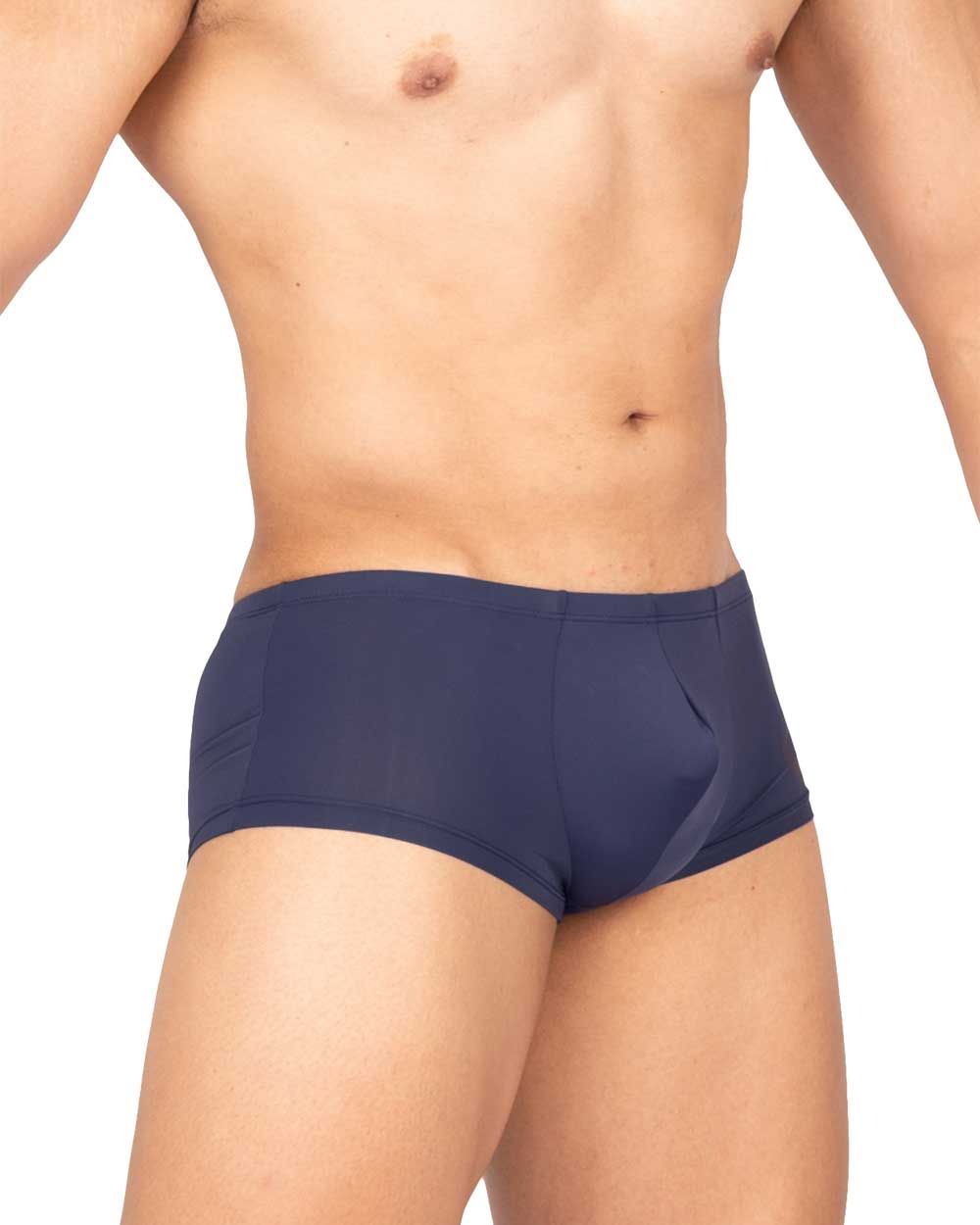 Navy blue private structure brut4390 bare hipster briefs with smooth silk fabric and subtle side seam detail