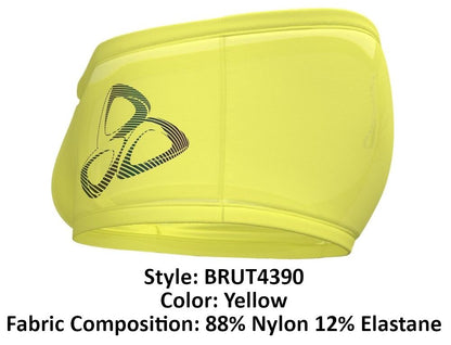 Bright yellow private structure brut4390 bare hipster athletic shorts with sleek fit and black logo on the side