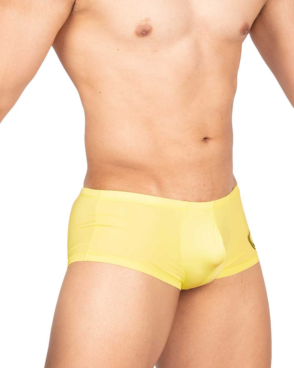 Bright yellow private structure brut4390 men’s briefs with smooth form-fitting fabric and small side logo