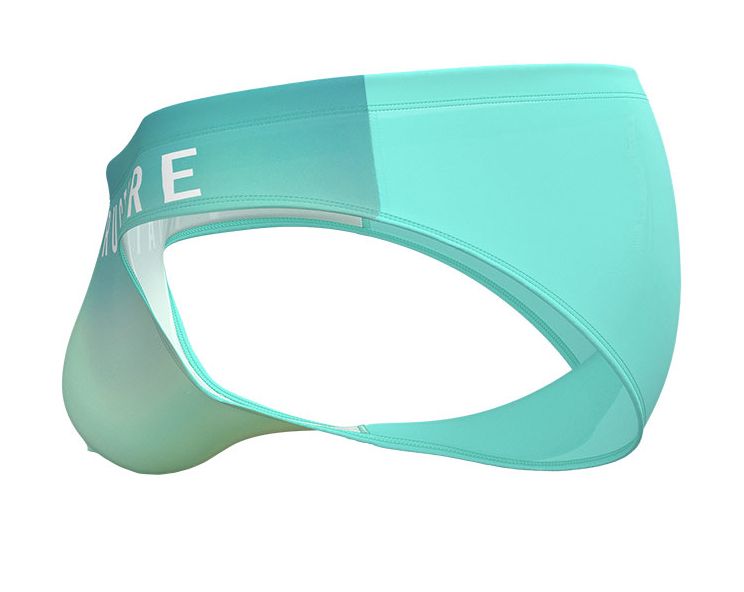 Private structure brut4392 bare bikini in cyan mist features a sleek mint green gradient with white waistband lettering