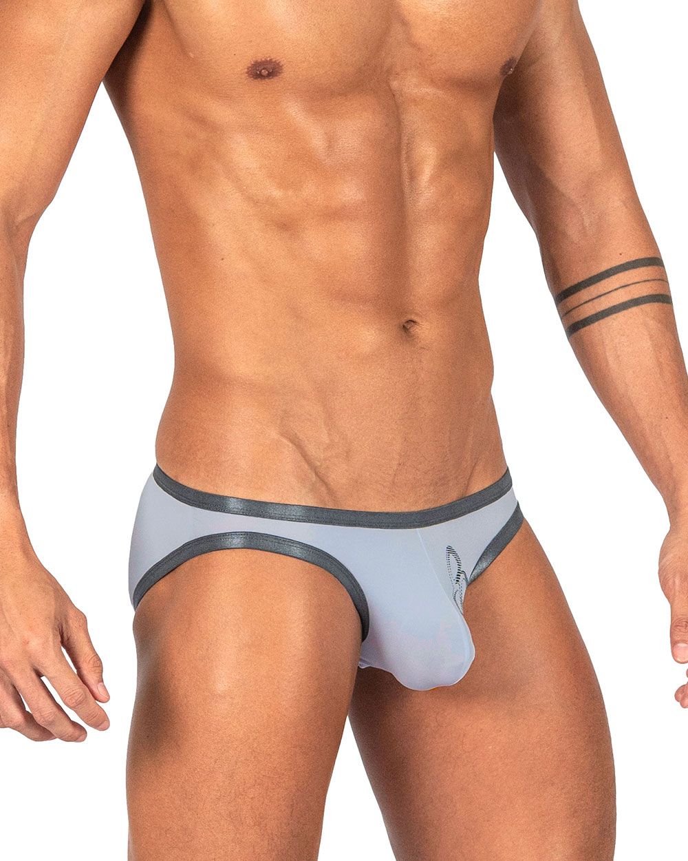Private structure brut4393 bare bikini in lilac with form-fitting light gray briefs and darker gray waistband and trim