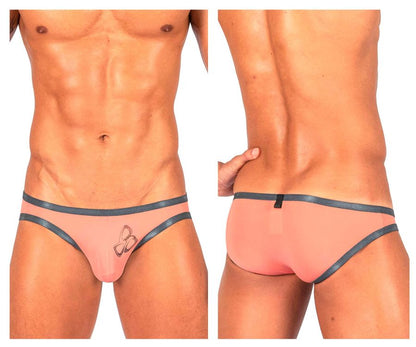 Pink men’s briefs with dark gray trim and a small embroidered bow from Private Structure BRUT4393 Bare Bikini orange color