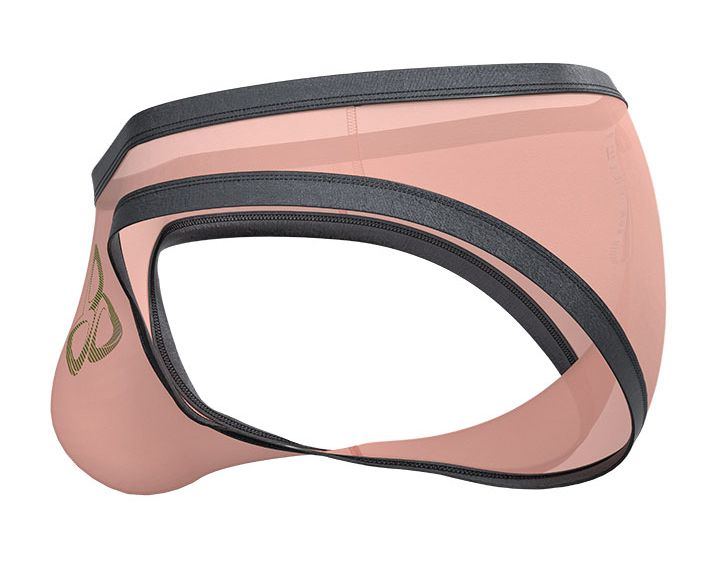 Pink transparent briefs with black elastic bands and gold logo from private structure brut4393 bare bikini orange
