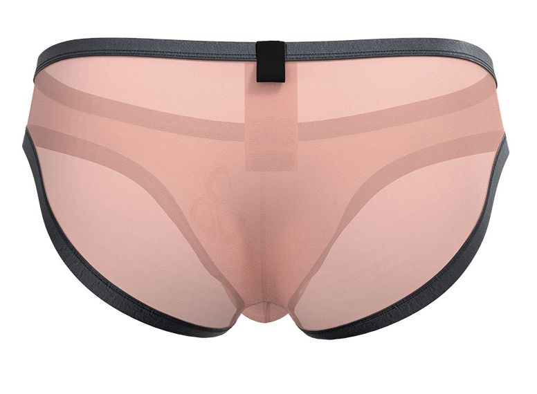 Private structure brut4393 bare bikini in orange sheer mesh briefs with black elastic trim and central tab closure