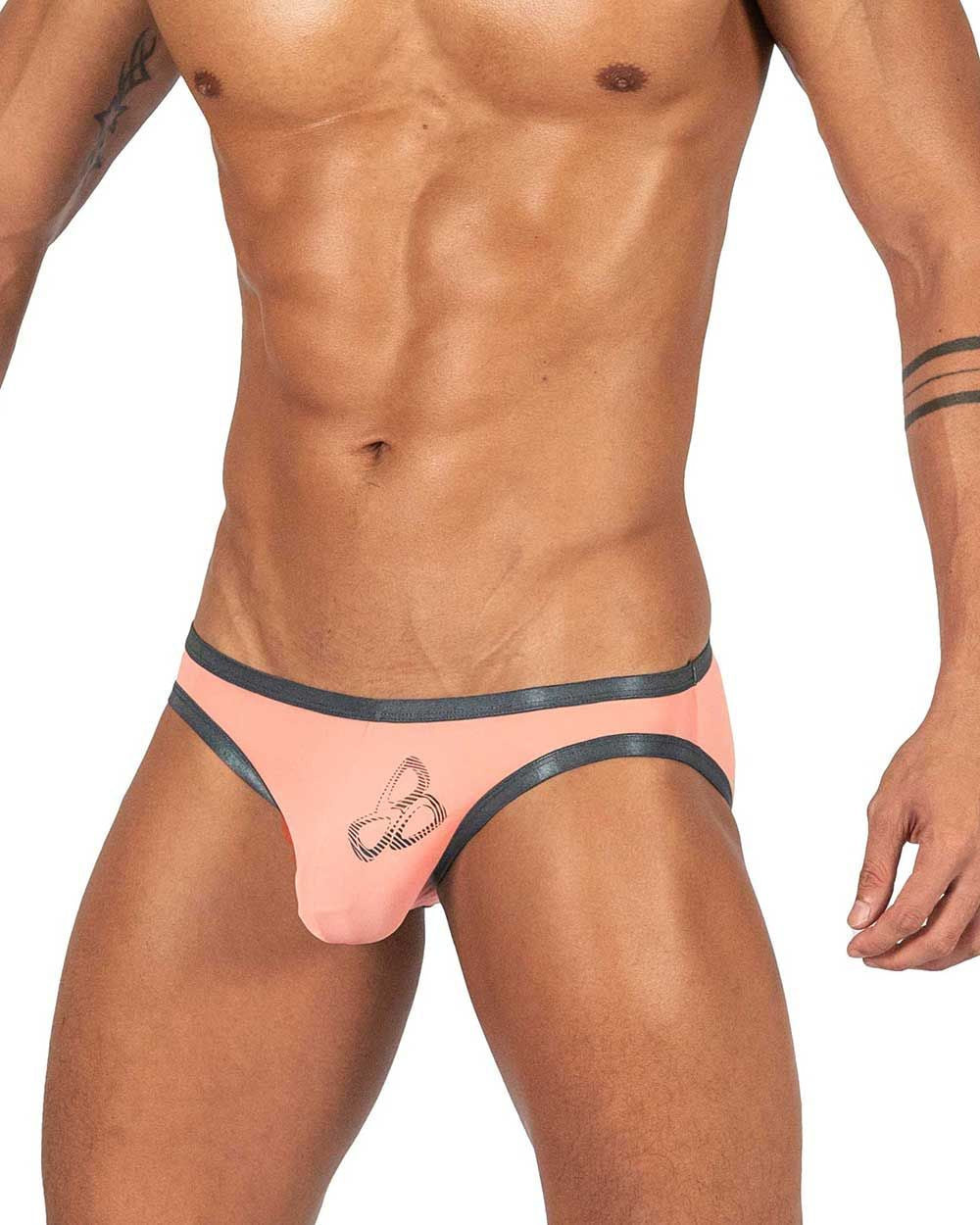 Pink butterfly-themed briefs with black trim from Private Structure BRUT4393 bare bikini in orange color