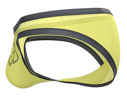 Vibrant lime green private structure brut4393 bare bikini briefs with black elastic trim and subtle side logo