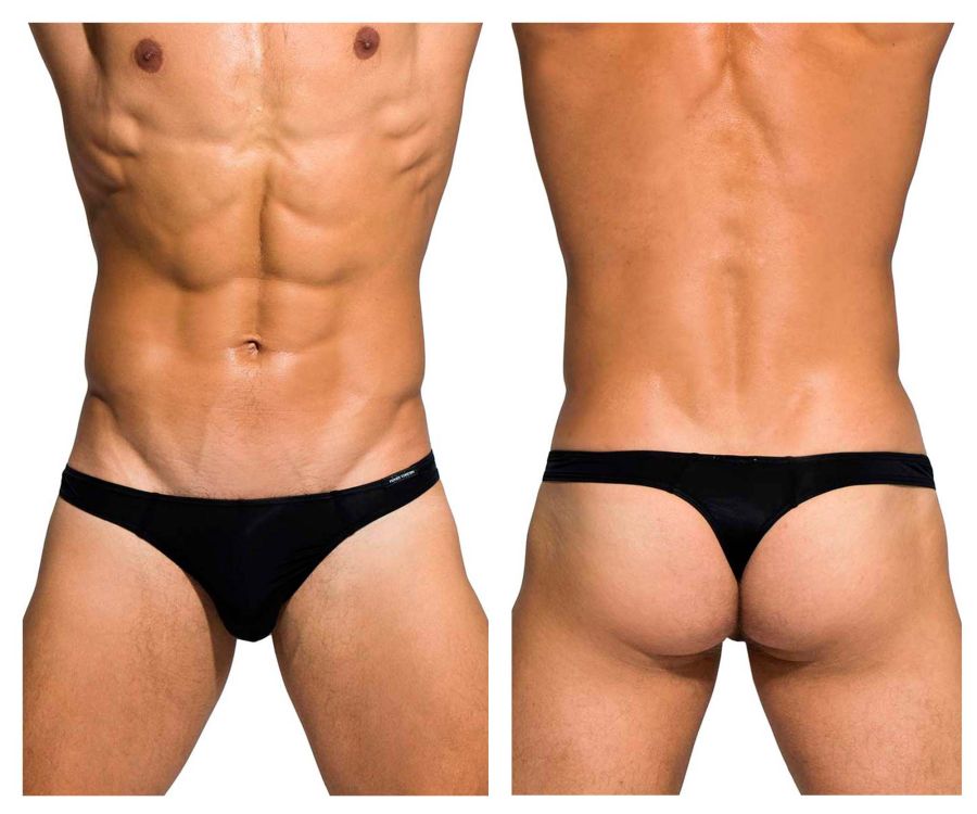 Black thong briefs by private structure with sleek design minimal branding and smooth fabric in black