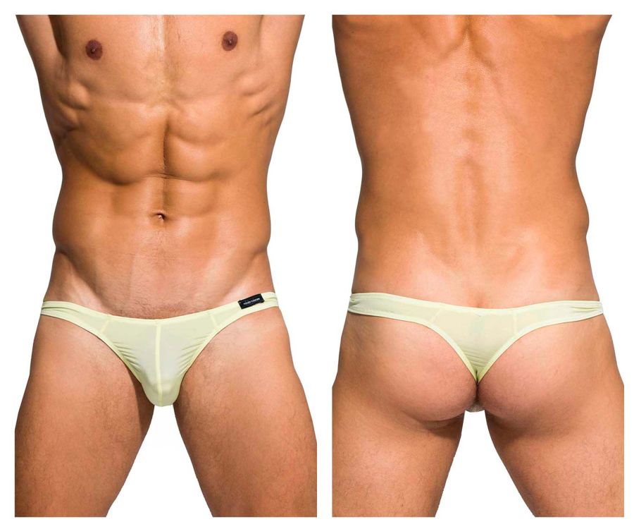 Light green sheer lime thong with black brand tag at waistband private structure dgemu3545bt desire glaze thong
