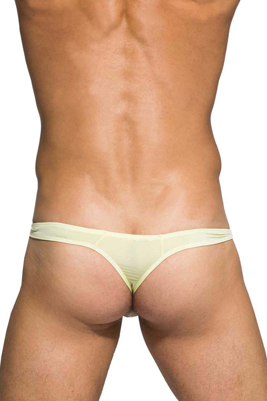 Private structure dgemu3545bt desire glaze thong in pale yellow slim fitting smooth stretchy fabric