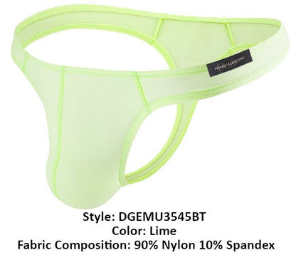 Lime-colored sheer nylon and spandex thong with a sleek form-fitting design by Private Structure Desire Glaze