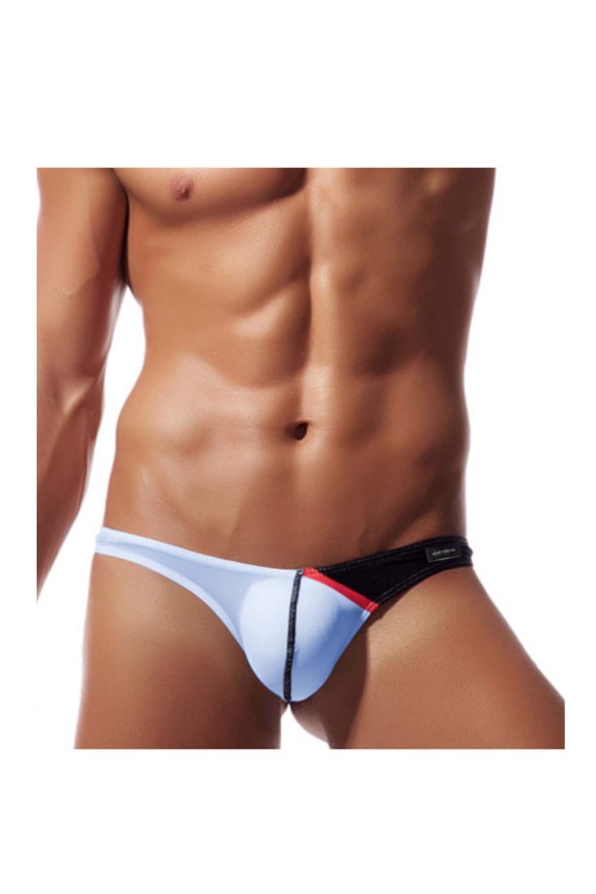 Private Structure DGUY4025 Desire Glaze g-string in blue with bold red stripe and sleek form-fitting design