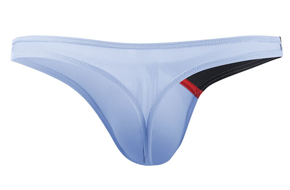 Light blue private structure dguay4025 desire glaze g-string with black and red accents in smooth stretchy fabric