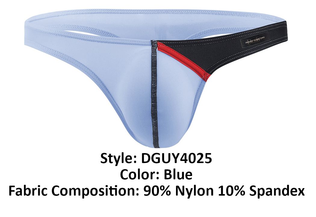 Light blue private structure dguY4025 desire glaze g-string thong with black and red trim made of nylon and spandex