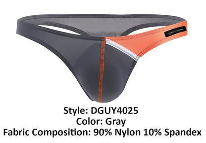Gray and orange thong with mesh waistband made of 90 nylon and 10 spandex from Private Structure DGUY4025 Desire Glaze