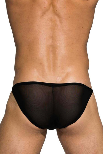 Private Structure DIAMU3454BT desire intima low rise bikini black sheer mesh briefs showing the back side