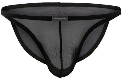 Black mesh thong low rise bikini with reinforced elastic trim and central seam by private structure