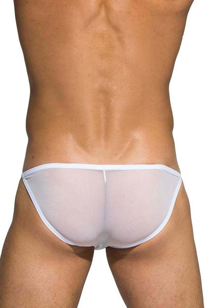 White sheer mesh briefs with white elastic waistband private structure diamu3454bt desire intima low rise bikini