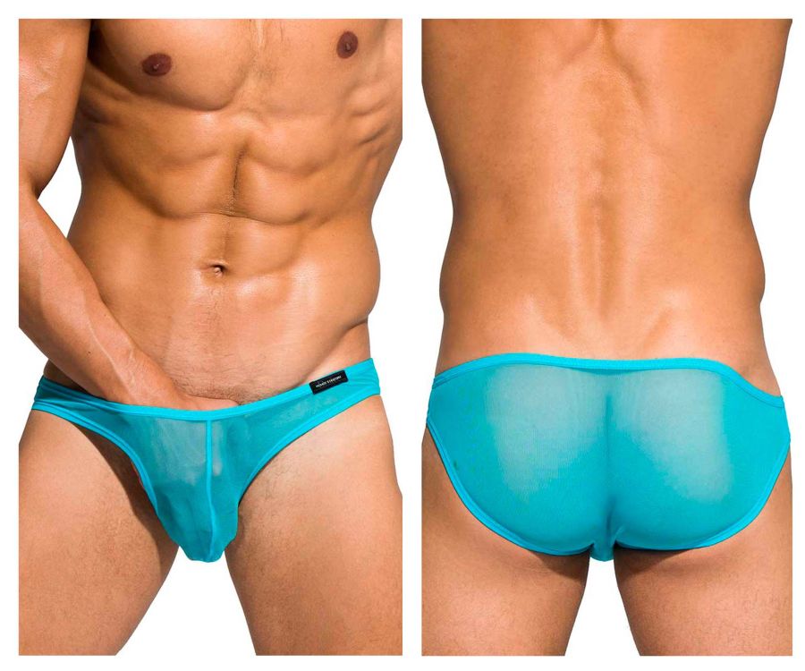 Turquoise sheer mesh briefs with black brand tag from private structure diamu3455bt desire intima low rise bikini blue