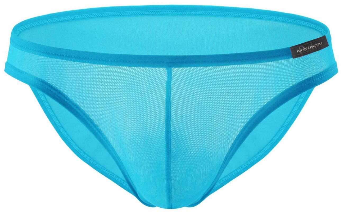 Private Structure DIAMU3455BT desire intima low rise bikini in vibrant turquoise mesh with reinforced elastic waistband