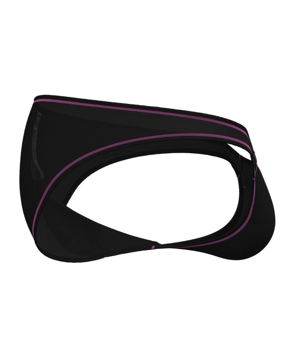 Black athletic briefs private structure epus4563 prime eutopia bikini brief in charcoal with purple stitching and sleek design