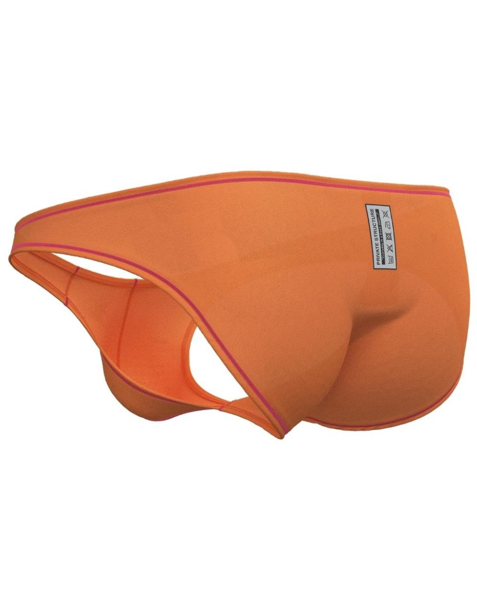 Bright orange men’s briefs with subtle pink trim by private structure in the epus4563 prime eutopia bikini brief style