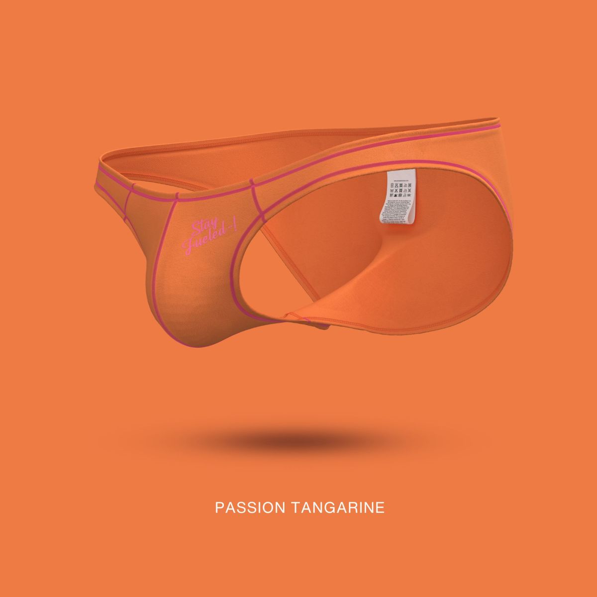 Orange men’s briefs private structure epus4563 prime eutopia bikini brief with pink trim and white inner waistband tag