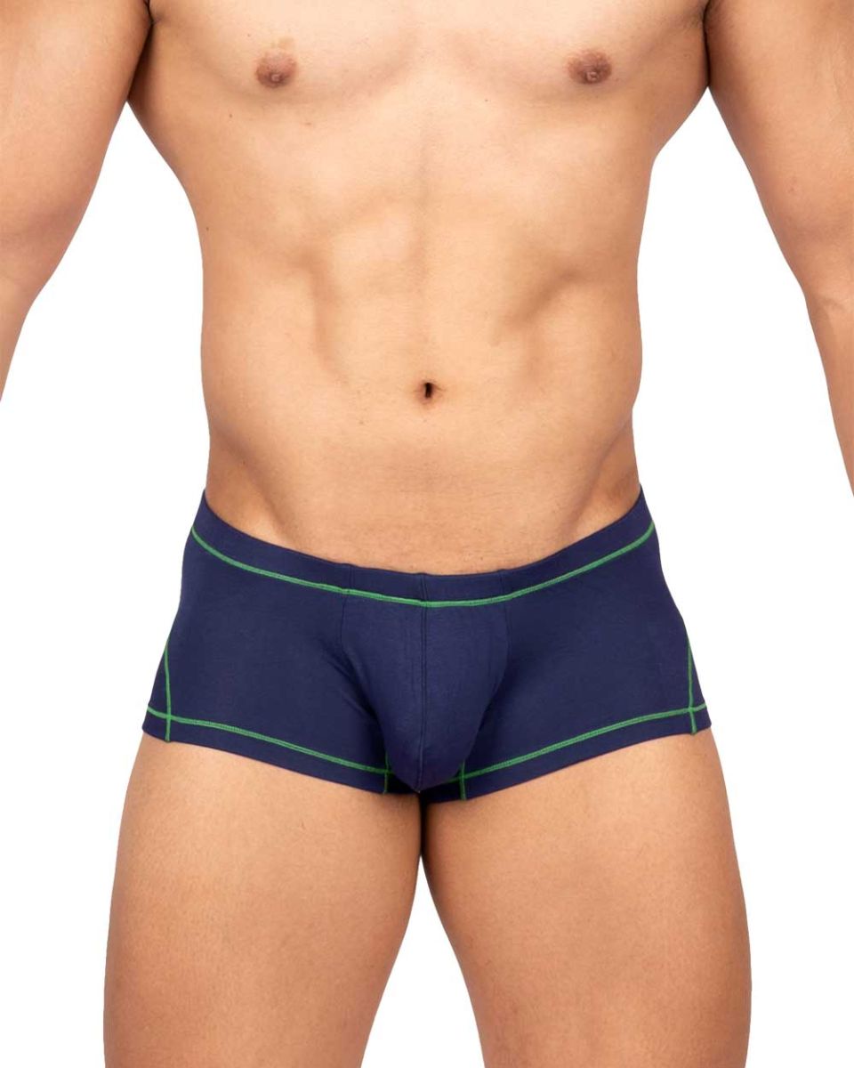 Navy blue private structure epus4570 prime elysian hipster boxer briefs with green trim for comfortable wear