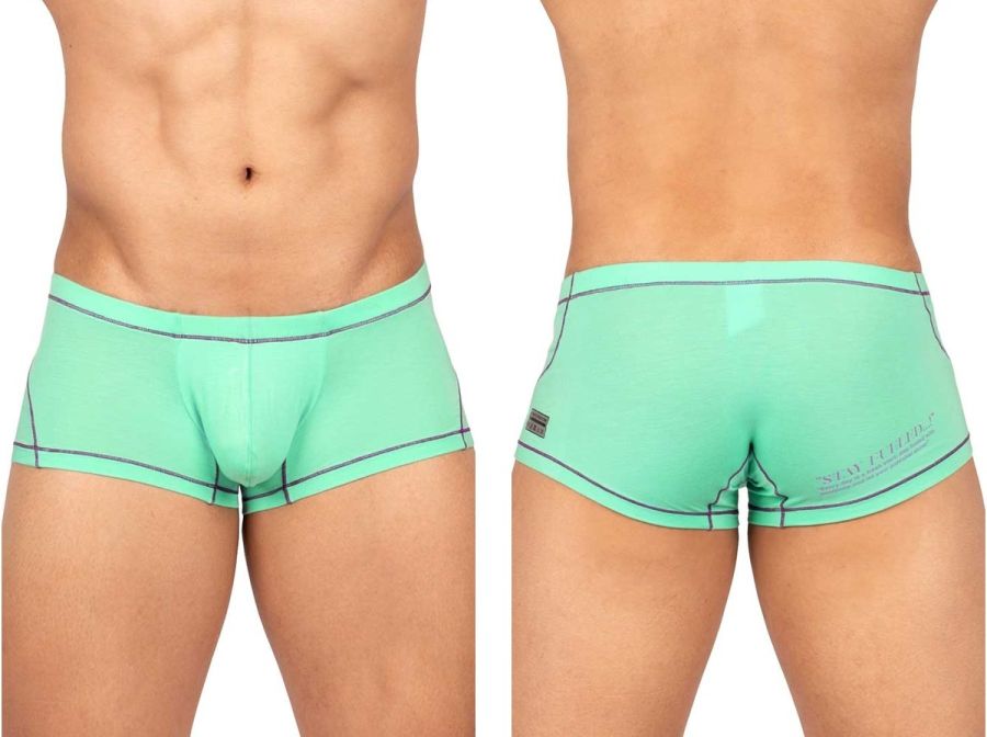 Mint green private structure epus4570 prime elysian hipster briefs with black trim and subtle logo on back side