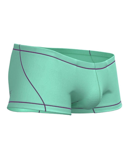 Private structure epus4570 prime elysian hipster briefs in mint green with purple stitching on waistband and leg openings