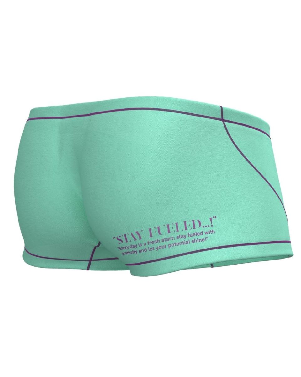 Private structure epus4570 prime elysian hipster mint green athletic shorts with black trim and motivational side print