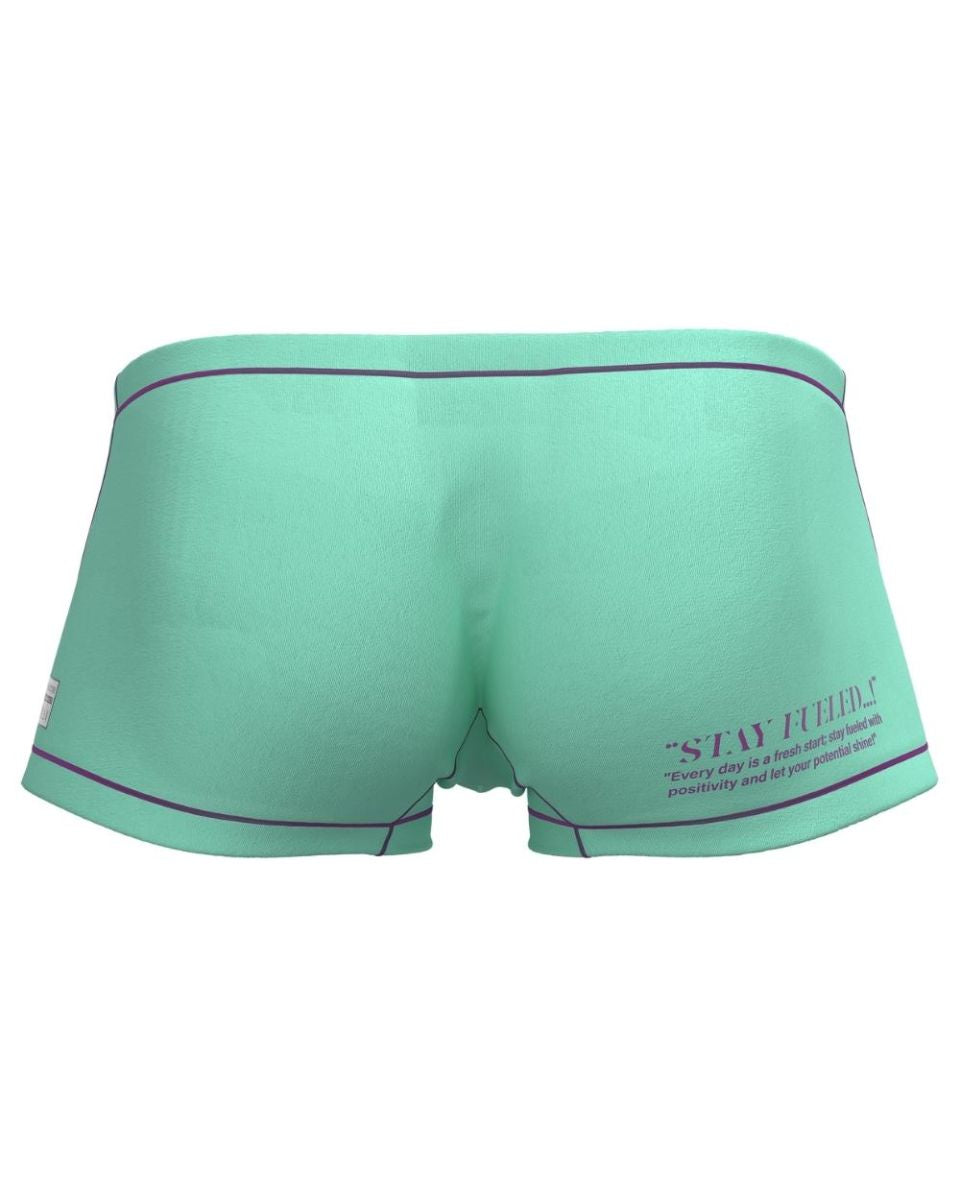 Mint green private structure epus4570 prime elysian hipster boxer briefs with black trim and motivational side print
