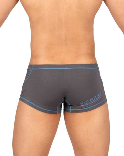 Gray private structure epus4570 prime elysian hipster briefs with blue trim and subtle logo on the side