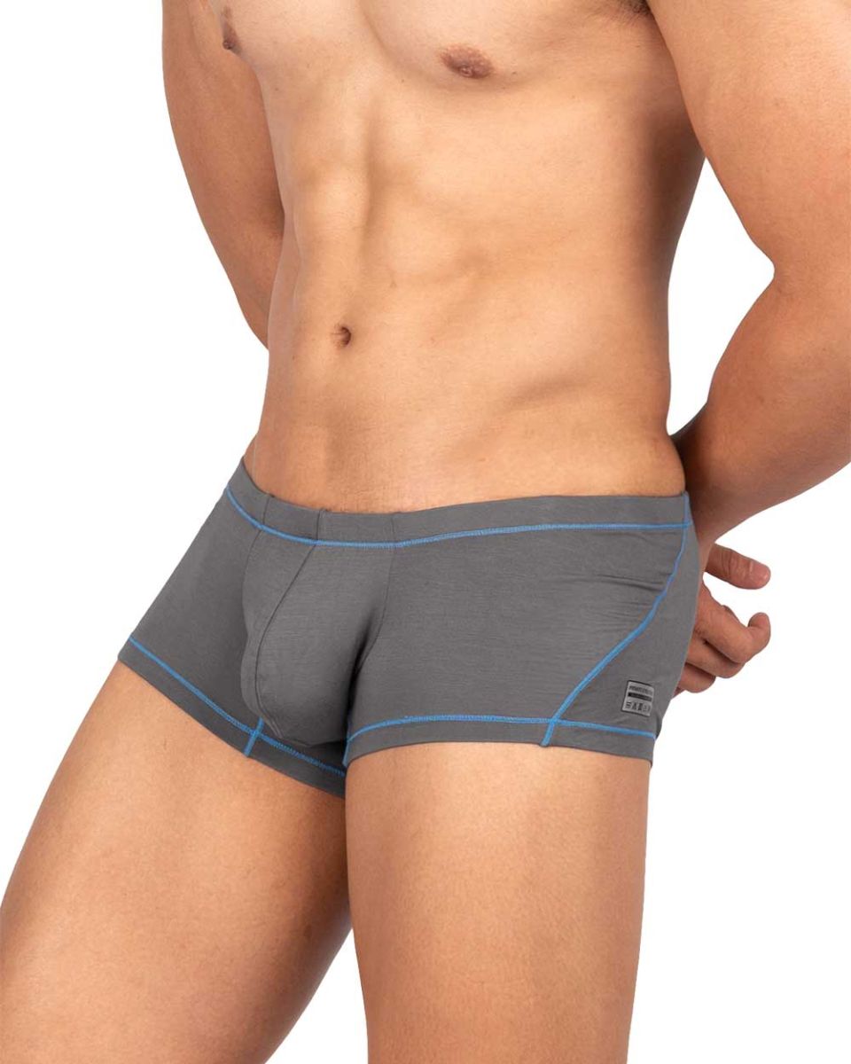 Gray private structure epus4570 prime elysian hipster briefs with blue trim and small logo on the side