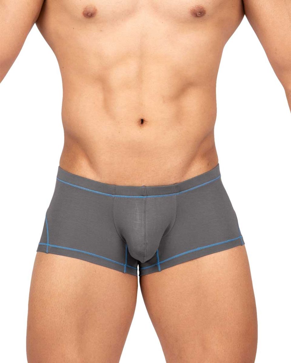 Gray men’s briefs from private structure epus4570 prime elysian hipster with blue stitching details