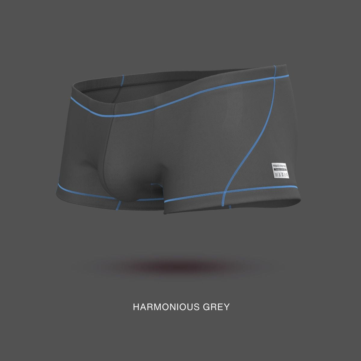 Harmonious grey private structure epus4570 prime elysian hipster briefs with light blue stitching and subtle brand label