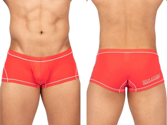 Bright red private structure epus4570 prime elysian hipster men’s briefs with white stitching and stay future logo on back
