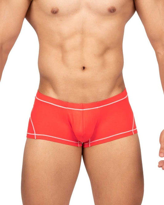 Bright red Private Structure EPUS4570 Prime Elysian hipster briefs with white trim and detailed stitching