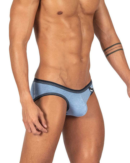 Light blue private structure lcut4358 barn boy low rise mini briefs with black trim and white logo on the side