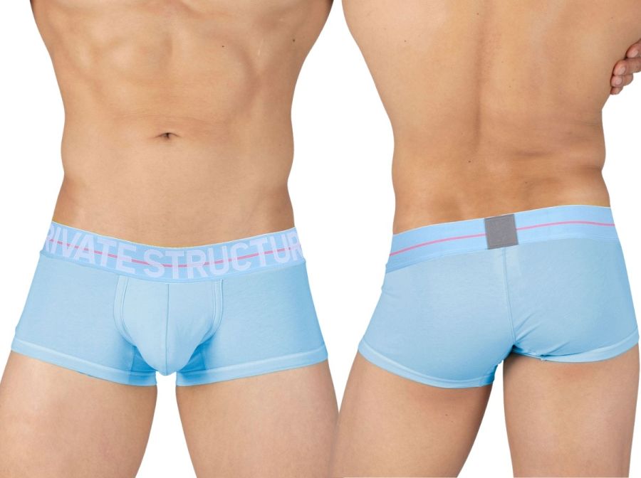 Light blue private structure mo lite mid waist trunk men’s briefs with pink white branded elastic waistband