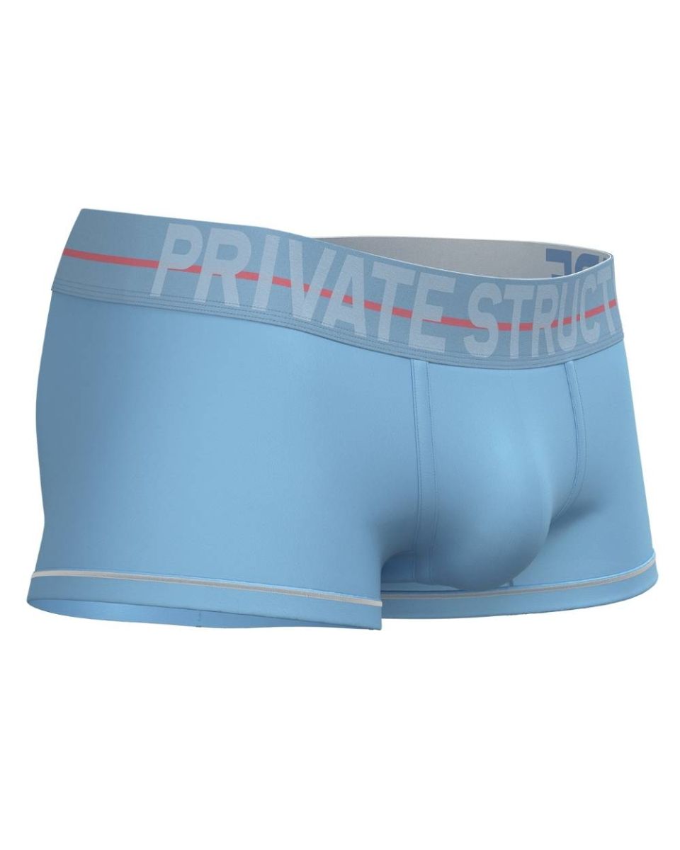 Light blue private structure moux4103 mo lite mid waist trunk briefs with gray waistband and red accent lines