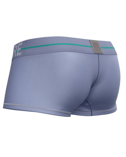 Light blue men’s briefs private structure moux4103 mo lite mid waist trunk with teal stripe and gray logo waistband