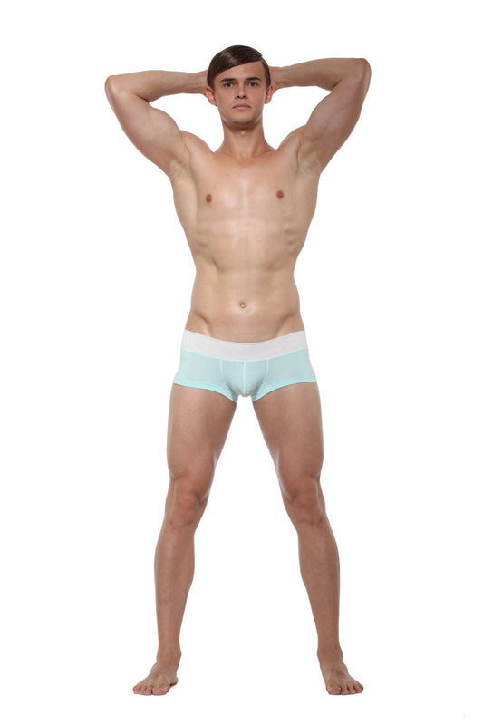 Light blue private structure nexus trunk boxer briefs with white waistband in size large for everyday wear