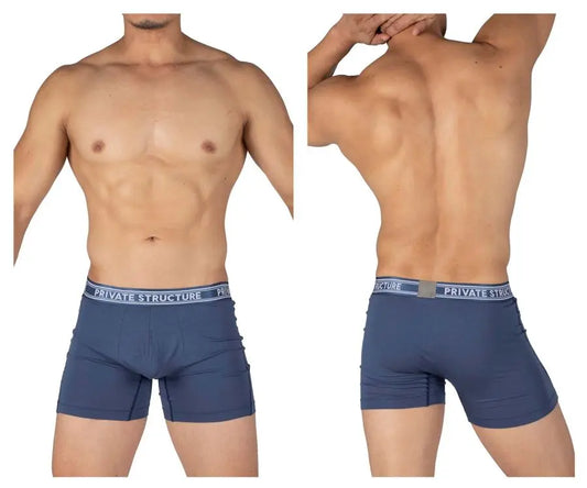 Private Structure Sous-vêtements pour hommes PBUT4380 Caleçon boxer taille moyenne en bambou Couleur Bleu Citadelle