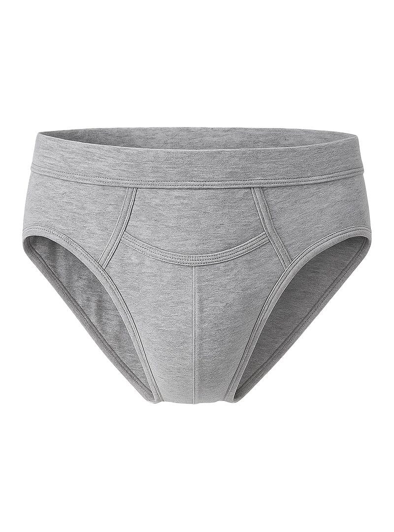 Purecomfort cotton brief in gray heathered cotton with comfortable elastic waistband and reinforced seams