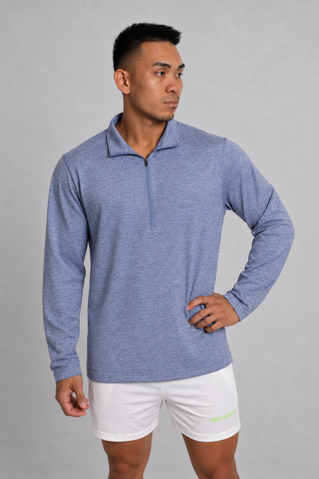 Jed North Men's Quarter-Zip Training Long Sleeve - Heather Blue