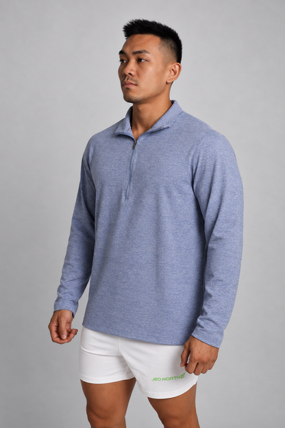 Jed North Men's Quarter-Zip Training Long Sleeve - Heather Blue