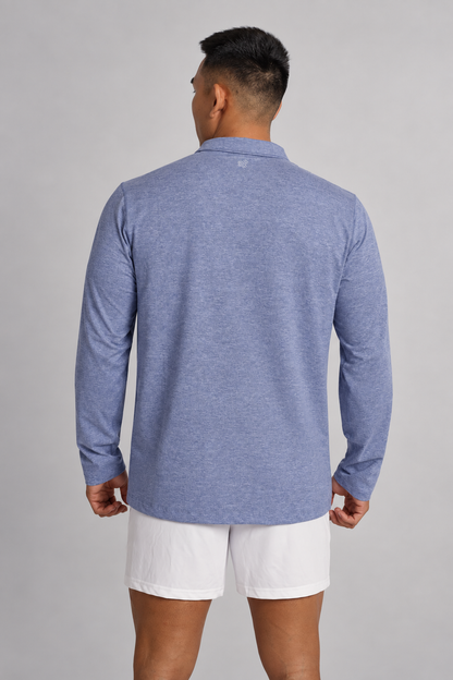 Jed North Men's Quarter-Zip Training Long Sleeve - Heather Blue